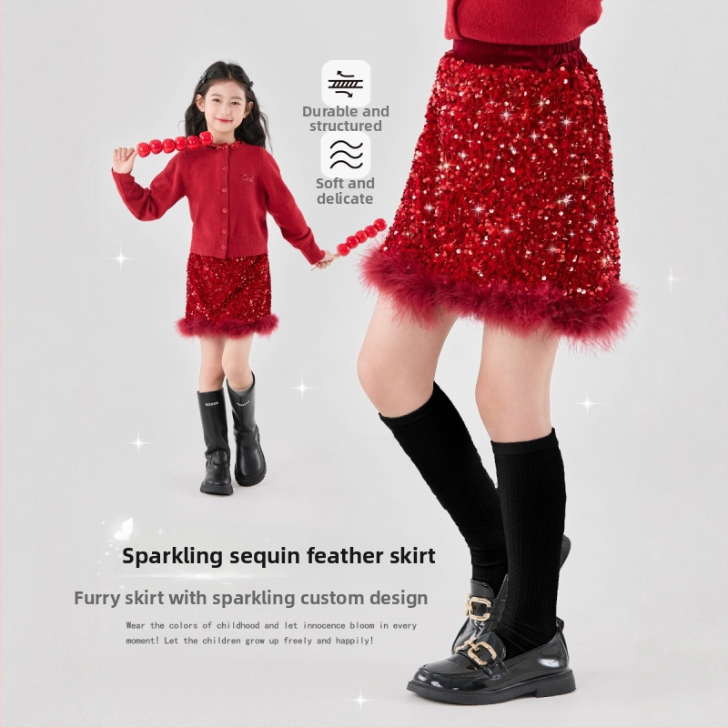 Lányoknak szóló sequin szoknya, hercegnő stílus, pamut, rajzfilm mintával, 3–8 éveseknek, téli 2025