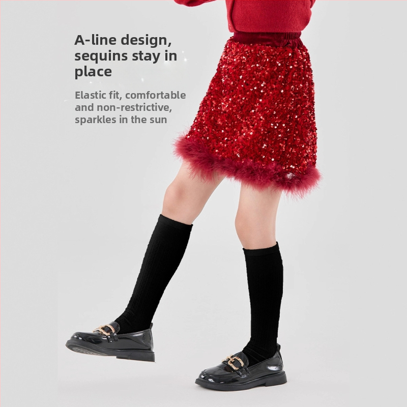 Lányoknak szóló sequin szoknya, hercegnő stílus, pamut, rajzfilm mintával, 3–8 éveseknek, téli 2025