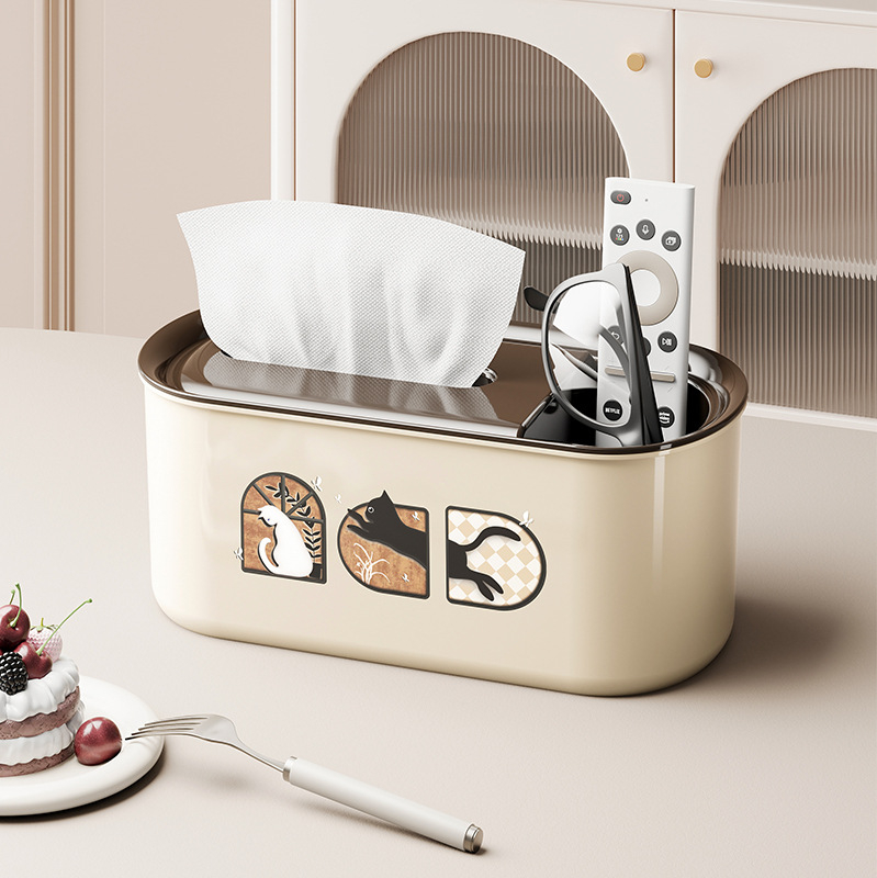 Plastična kutija za maramice s višestrukim organizatorom za daljinski upravljač, za dnevni boravak i kupaonicu, moderan minimalistički dizajn, model PY-003-1
