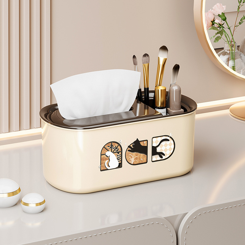 Plastična kutija za maramice s višestrukim organizatorom za daljinski upravljač, za dnevni boravak i kupaonicu, moderan minimalistički dizajn, model PY-003-1