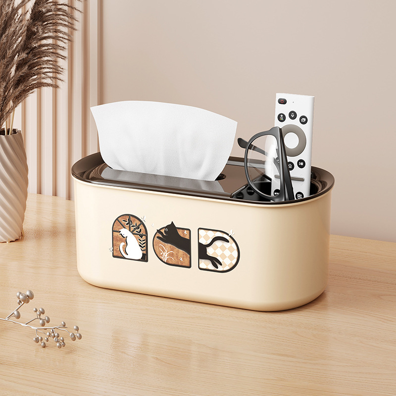 Plastična kutija za maramice s višestrukim organizatorom za daljinski upravljač, za dnevni boravak i kupaonicu, moderan minimalistički dizajn, model PY-003-1
