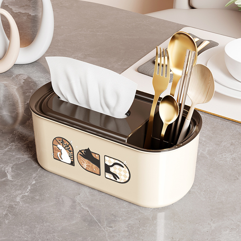 Plastična kutija za maramice s višestrukim organizatorom za daljinski upravljač, za dnevni boravak i kupaonicu, moderan minimalistički dizajn, model PY-003-1