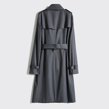 Ženski dugi pamučni windbreaker kaput u Hepburn stilu, polo ovratnik, dugi rukavi, srednja duljina 65–80 cm, patchwork dizajn, proljetno-jesensko odijevanje