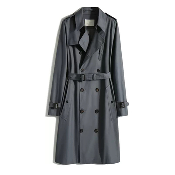 Ženski dugi pamučni windbreaker kaput u Hepburn stilu, polo ovratnik, dugi rukavi, srednja duljina 65–80 cm, patchwork dizajn, proljetno-jesensko odijevanje