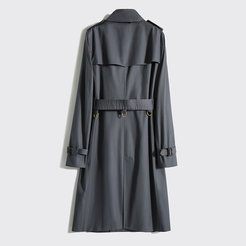 Ženski dugi pamučni windbreaker kaput u Hepburn stilu, polo ovratnik, dugi rukavi, srednja duljina 65–80 cm, patchwork dizajn, proljetno-jesensko odijevanje