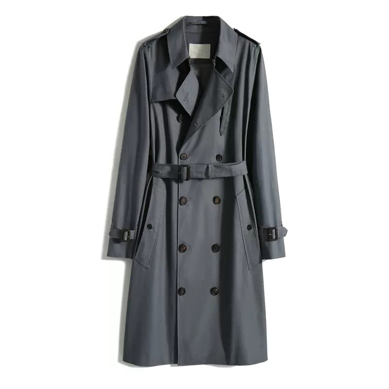 Ženski dugi pamučni windbreaker kaput u Hepburn stilu, polo ovratnik, dugi rukavi, srednja duljina 65–80 cm, patchwork dizajn, proljetno-jesensko odijevanje