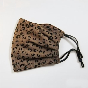 Pamut leopárd mintás maszk, dupla rétegű, fülhez rögzíthető, porvédő, légáteresztő, felnőtteknek