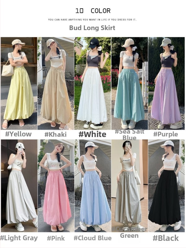 Пухеста пола с висока талия, японско-корейски стил на свободно облекло, смес полиестер/найлон, микроеластична