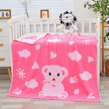 Бебешка хавлия от чист памук, терри жакардова тъкан, 32 нишки, тегло 500 г+ за бебета