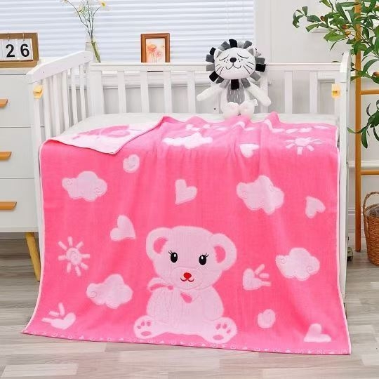 Бебешка хавлия от чист памук, терри жакардова тъкан, 32 нишки, тегло 500 г+ за бебета