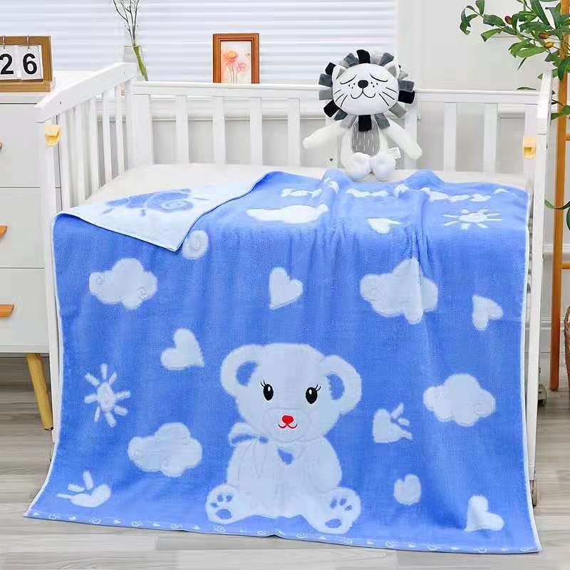 Бебешка хавлия от чист памук, терри жакардова тъкан, 32 нишки, тегло 500 г+ за бебета