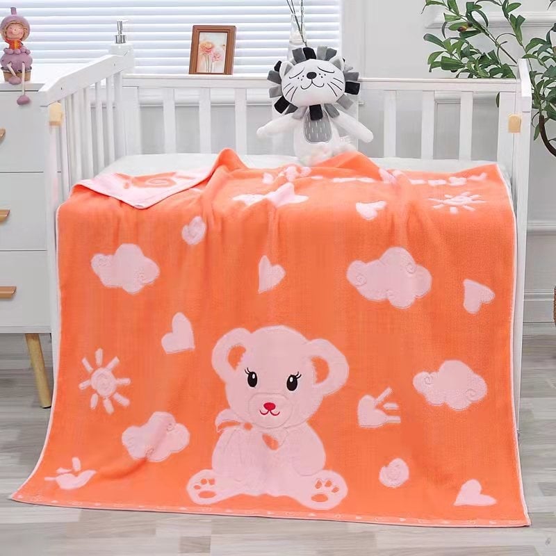 Бебешка хавлия от чист памук, терри жакардова тъкан, 32 нишки, тегло 500 г+ за бебета