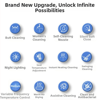 Inteligentný kryt na toaletu, ABS materiál, okamžité zohrievanie, zohrievanie sedadla, nastavenie teploty vody, model V32