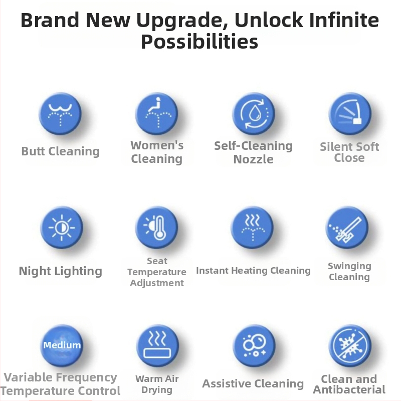 Inteligentný kryt na toaletu, ABS materiál, okamžité zohrievanie, zohrievanie sedadla, nastavenie teploty vody, model V32