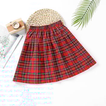 Lányoknak szóló kockás puffos JK-stílusú gyerek szoknya, pamut anyag, 3–8 éveseknek, nyár 2022