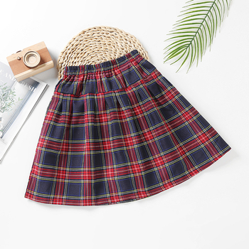 Lányoknak szóló kockás puffos JK-stílusú gyerek szoknya, pamut anyag, 3–8 éveseknek, nyár 2022