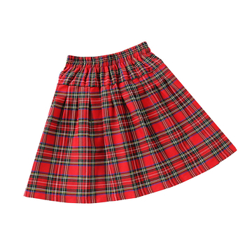 Lányoknak szóló kockás puffos JK-stílusú gyerek szoknya, pamut anyag, 3–8 éveseknek, nyár 2022