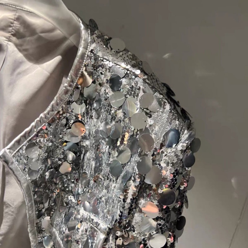 Di Fang akrilni kaput sa štrasom, okrugli ovratnik, ekstra dugi rukavi, gradski stil, proljeće 2024