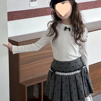 Dječja plisirana mini suknja - apstraktan uzorak, koreanski stil, Modal tkanina s Modalnom podstavom, za djevojčice 8+ godina