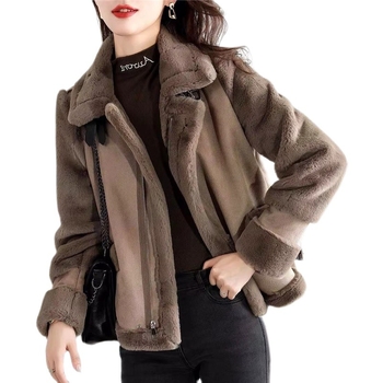 Дамско палто от полиестер – свободна кройка, дълги ръкави, яка, детайли с шевове