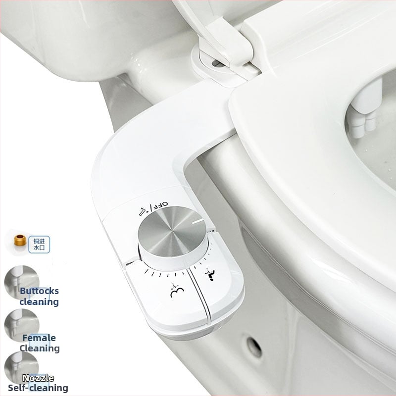 Bidet s gombíkom, jedným tlačidlom rýchle uvoľnenie, bez elektriny, nastaviteľná vzdialenosť dier 106-184 mm, nastavenie tlaku vody