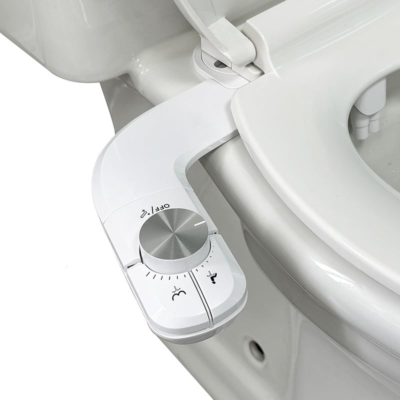 Bidet s gombíkom, jedným tlačidlom rýchle uvoľnenie, bez elektriny, nastaviteľná vzdialenosť dier 106-184 mm, nastavenie tlaku vody