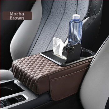 Padă centrală pentru cotieră cu suport pentru șervețele și suport pentru pahar, spațiu de depozitare, din piele, universal, antiaderent