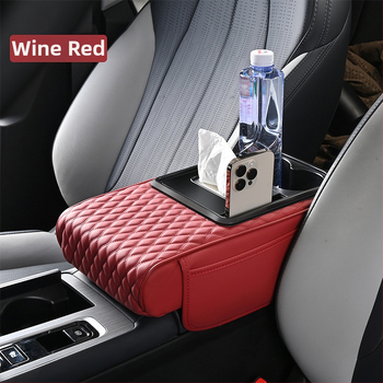 Padă centrală pentru cotieră cu suport pentru șervețele și suport pentru pahar, spațiu de depozitare, din piele, universal, antiaderent