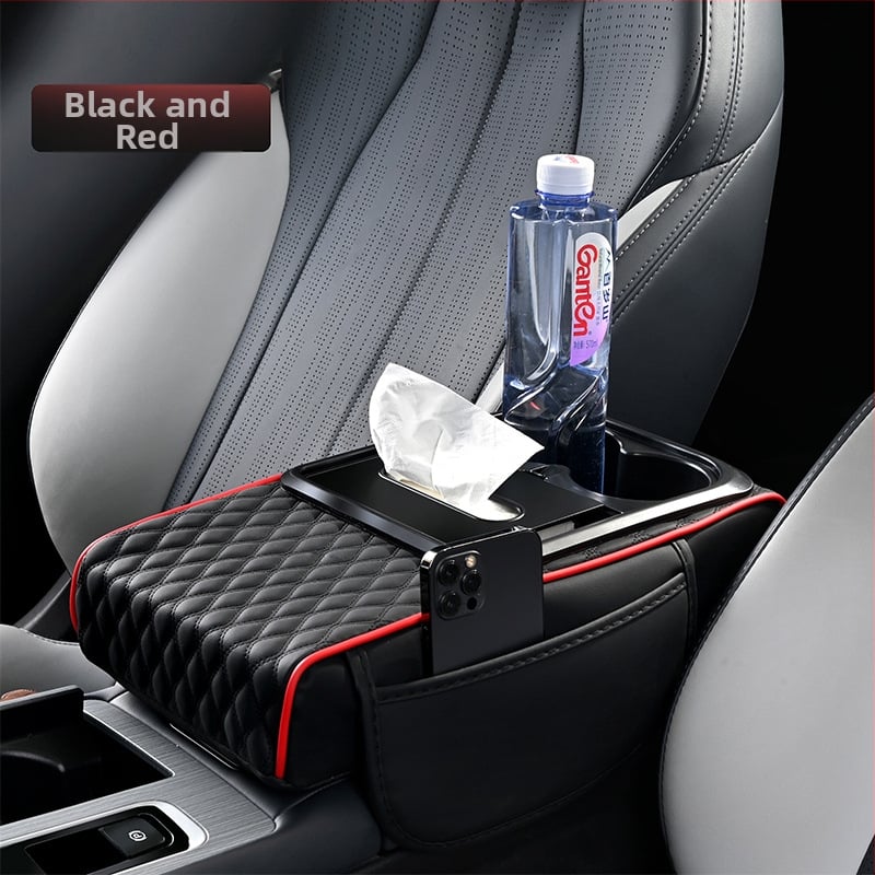 Padă centrală pentru cotieră cu suport pentru șervețele și suport pentru pahar, spațiu de depozitare, din piele, universal, antiaderent