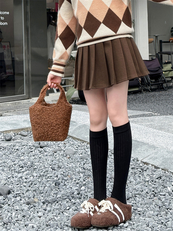 Téli gyerekeknek készült A-vonalú pliszírozott gyapjú szoknya, 8 évesnél idősebbeknek, 80% poliészter