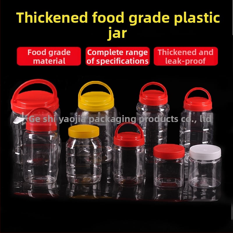 Borcan plastic gol, gură largă, PET, cu capac din plastic, pentru depozitare alimentară