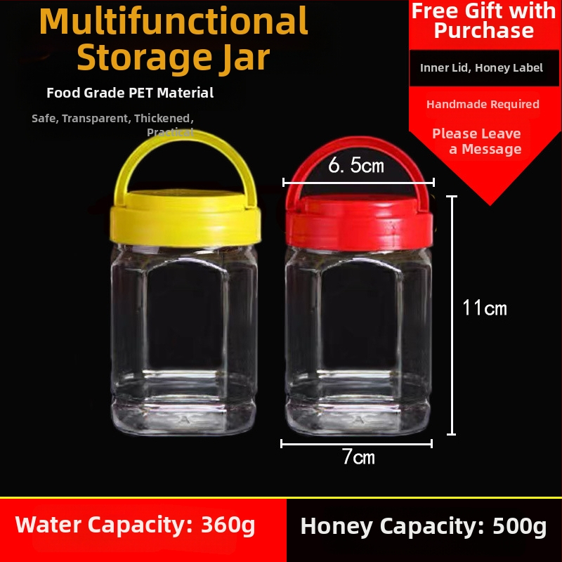 Borcan plastic gol, gură largă, PET, cu capac din plastic, pentru depozitare alimentară