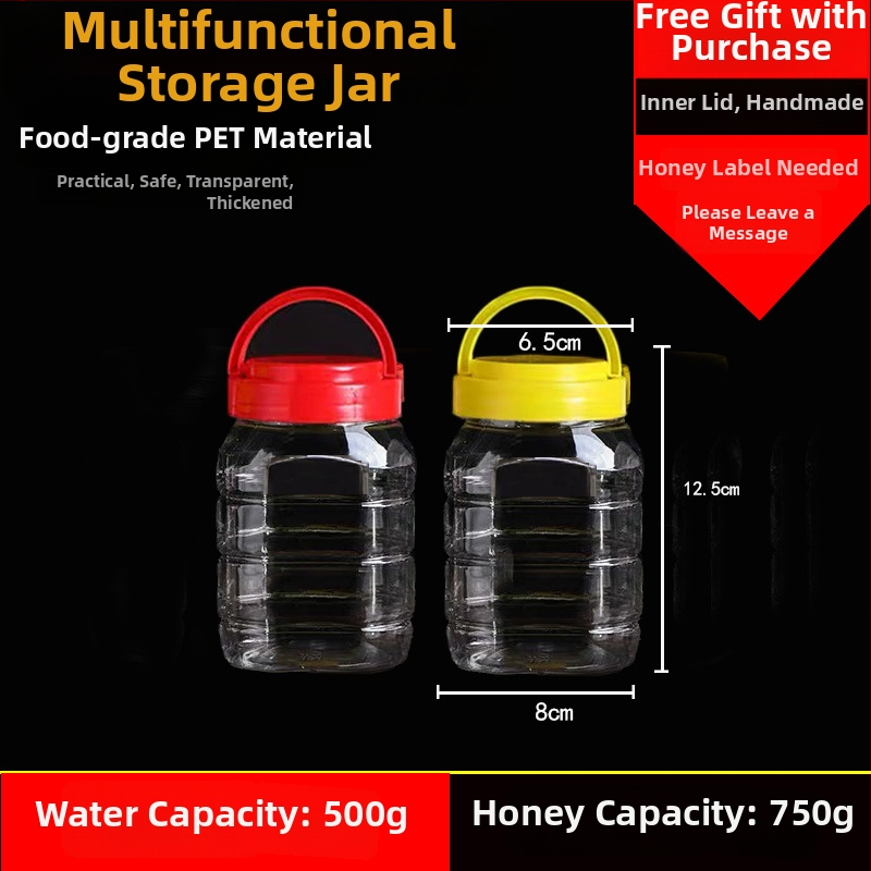 Borcan plastic gol, gură largă, PET, cu capac din plastic, pentru depozitare alimentară