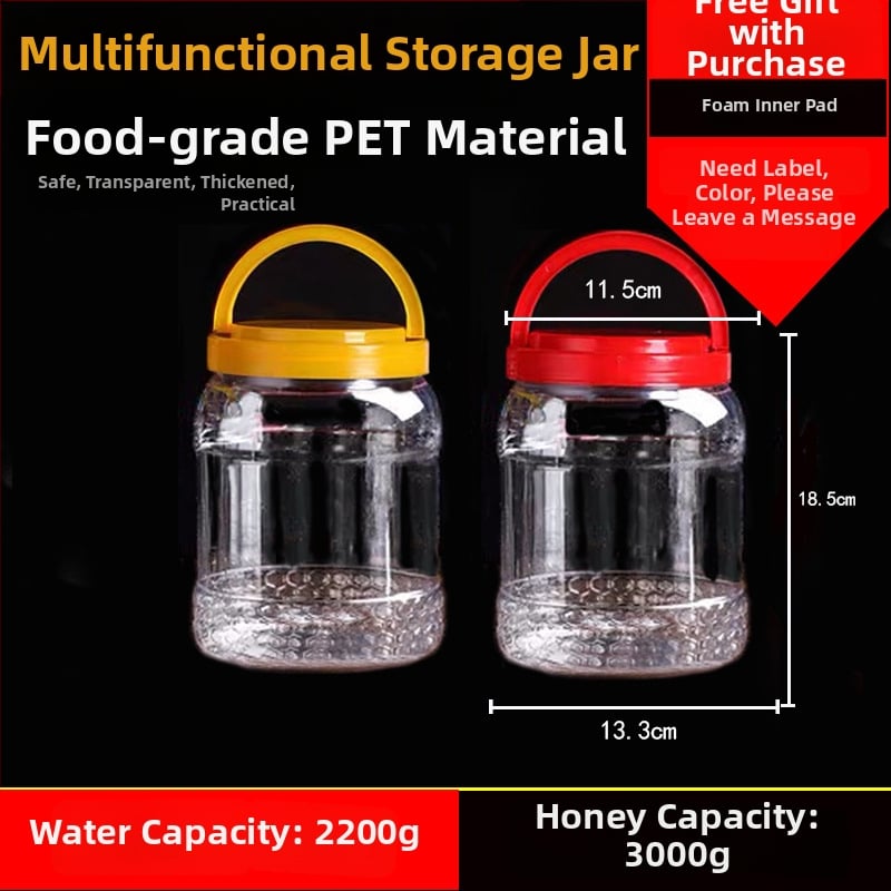 Borcan plastic gol, gură largă, PET, cu capac din plastic, pentru depozitare alimentară