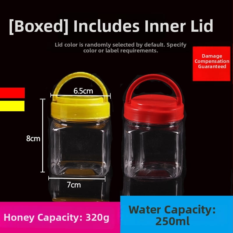 Borcan plastic gol, gură largă, PET, cu capac din plastic, pentru depozitare alimentară