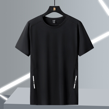 Najlonsko T-shirt kratkih rukava s okruglim izrezom, tisk s slovima, pravilan kroj, ljetni stil