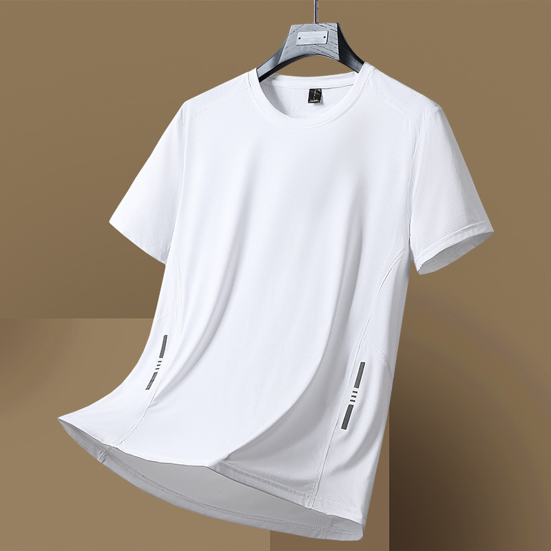 Najlonsko T-shirt kratkih rukava s okruglim izrezom, tisk s slovima, pravilan kroj, ljetni stil