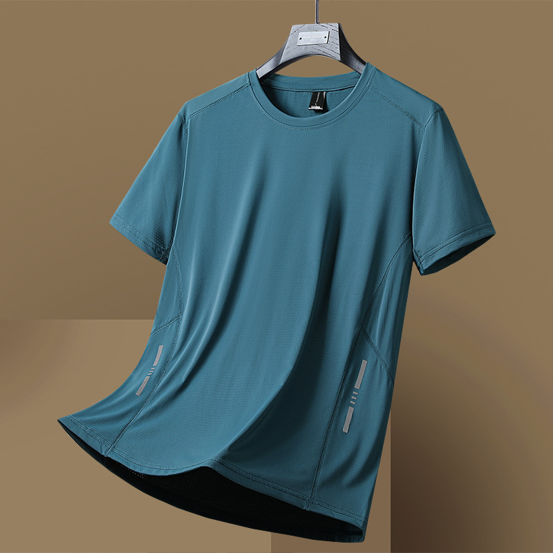 Najlonsko T-shirt kratkih rukava s okruglim izrezom, tisk s slovima, pravilan kroj, ljetni stil