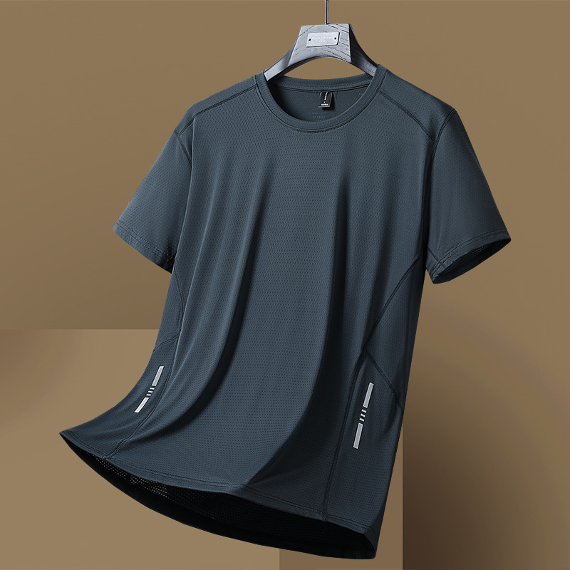 Najlonsko T-shirt kratkih rukava s okruglim izrezom, tisk s slovima, pravilan kroj, ljetni stil