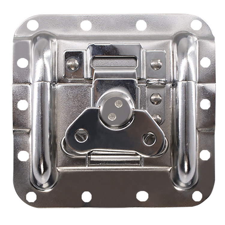 Butterfly lock – ugrađena pločica zatvarača; pogodna za drvene kutije, flight case i kutije za alate; model: Butterfly lock; šifra proizvoda: Press edge to drum lock