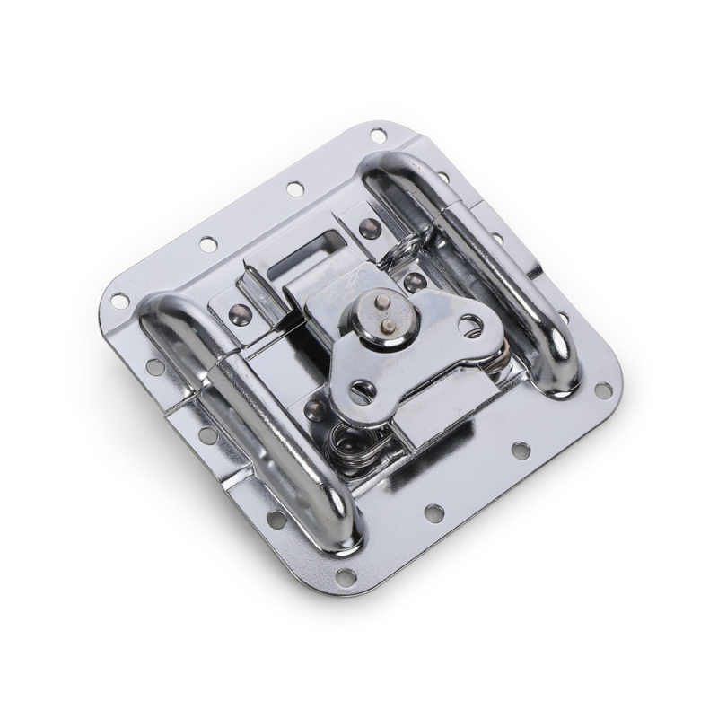 Butterfly lock – ugrađena pločica zatvarača; pogodna za drvene kutije, flight case i kutije za alate; model: Butterfly lock; šifra proizvoda: Press edge to drum lock