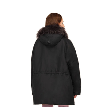 Ženski parka s kapuljacom i krznom na ovratniku, tkanina od pamuka-poliester, dugi rukavi, srednja duljina, euro-američki street stil