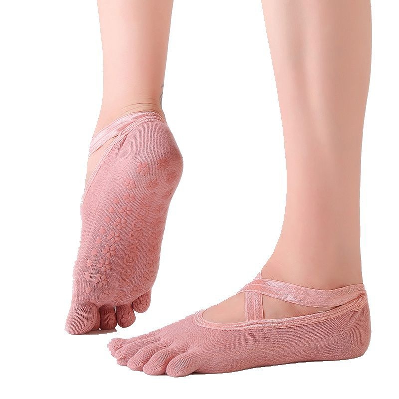 Pamukaste joga čarape s pet prstiju, preklopne trake, protuklizne, upijanje znoja