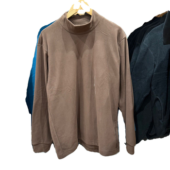 Мъжки лек флийс пуловер с висока яка, дълги ръкави, свободна кройка