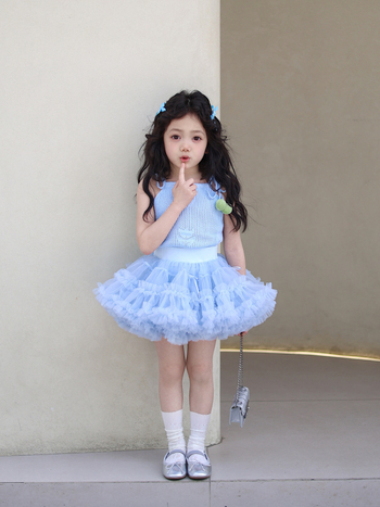 Dječja Cake suknja, mrežasti materijal, poliester 70%, jednostavan uzorak, ljeto 2025