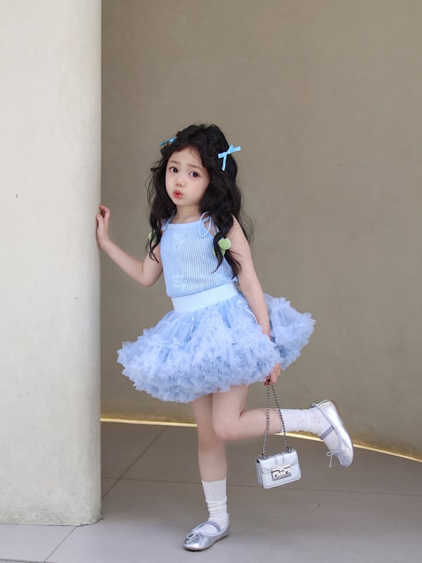 Dječja Cake suknja, mrežasti materijal, poliester 70%, jednostavan uzorak, ljeto 2025