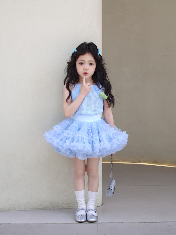 Dječja Cake suknja, mrežasti materijal, poliester 70%, jednostavan uzorak, ljeto 2025