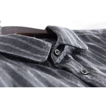 Pamut flaneles ing, csíkos, hosszú ujjú, laza szabás, széles gallér, fleece bélés, casual business