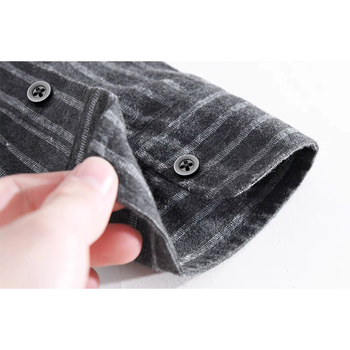 Pamut flaneles ing, csíkos, hosszú ujjú, laza szabás, széles gallér, fleece bélés, casual business