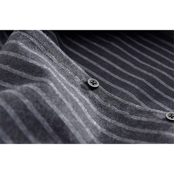 Pamut flaneles ing, csíkos, hosszú ujjú, laza szabás, széles gallér, fleece bélés, casual business